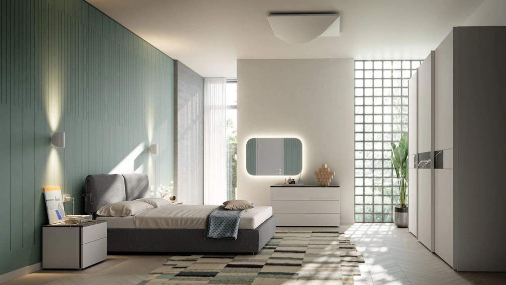 Letto imbottito in tessuto Lenox Night 08 di Orme