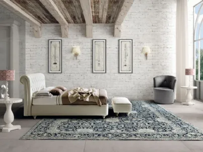 Letto classico in pelle imbottito con testiera trapuntata Raffaello di Le Comfort