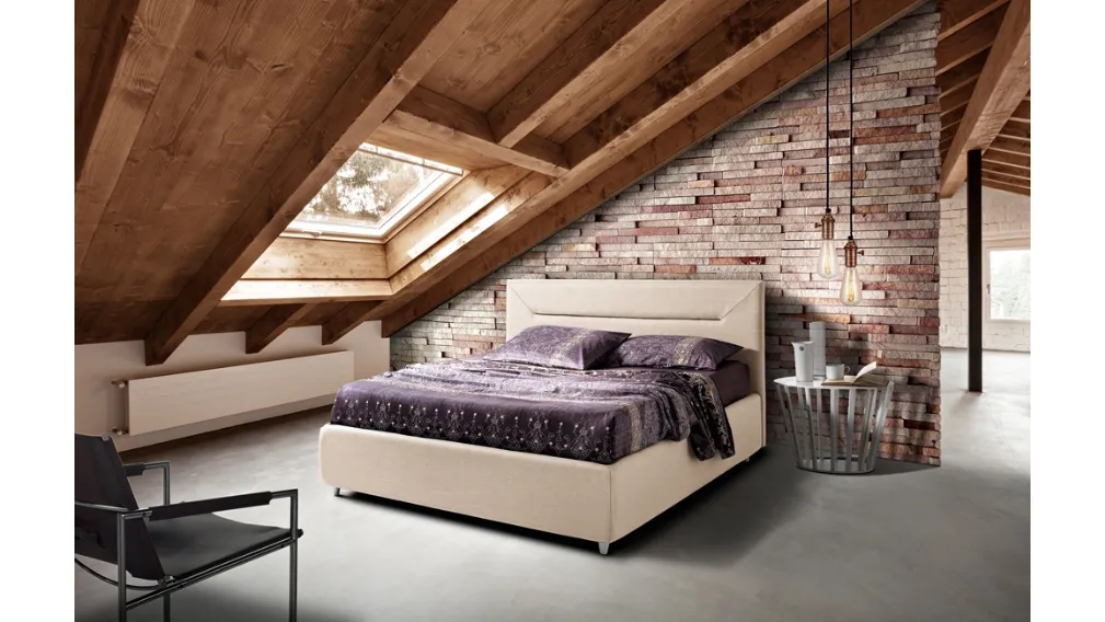 Letto matrimoniale in tessuto chiaro Street di Artigianaletti