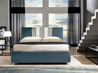 Letto in tessuto con testiera a strisce con cuciture in rilievo Stripes di Artigianaletti