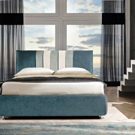 Letto in tessuto con testiera a strisce con cuciture in rilievo Stripes di Artigianaletti