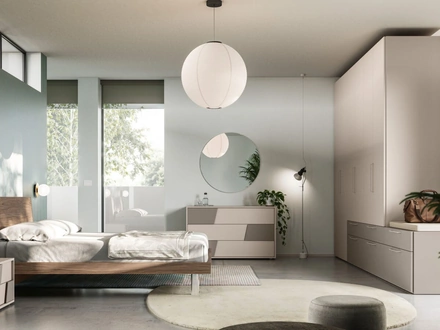 Letto matrimoniale in materico Noce con testiera Trapezio Night 07 di Orme