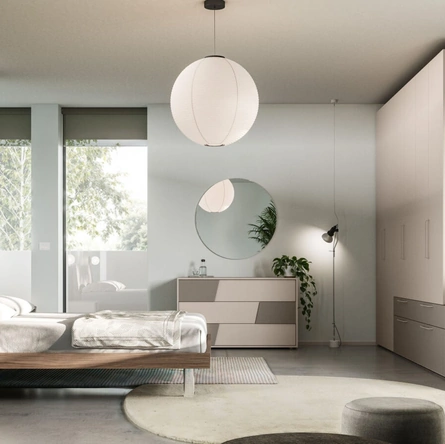 Letto matrimoniale in materico Noce con testiera Trapezio Night 07 di Orme