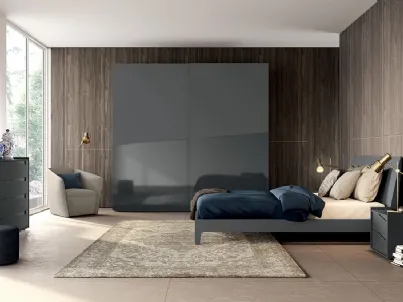 Letto matrimoniale con testiera color Grigio opaco Vitalyty Lancia di Colombini Casa