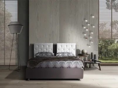 Letto in tessuto con testiera formata da 2 pannelli lavorazione capitonnè Zenith di Artigianaletti