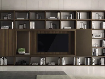 Libreria a muro Vitalyty Luce 020 in melaminico finitura legno di Colombini Casa