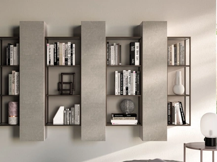 Libreria sospesa Grafic 03 in melaminico e metallo di Orme