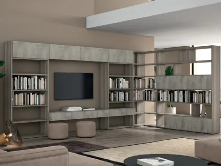 Libreria a muro e divisoria Vitalyty Luce Grigia in melaminico di Colombini Casa