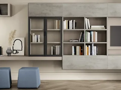 Libreria Vitalyty sospesa stile moderno in melaminico di Colombini Casa