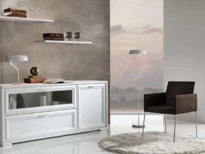 Madia Jazz 16 composizione J062 finitura Bianco Frassino e Vetro di Gierre Mobili