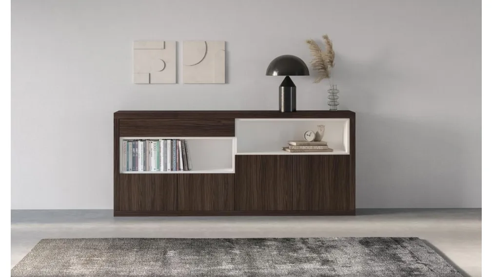 Madia MD 9589T in nobilitato Teak e Bianco di Giessegi