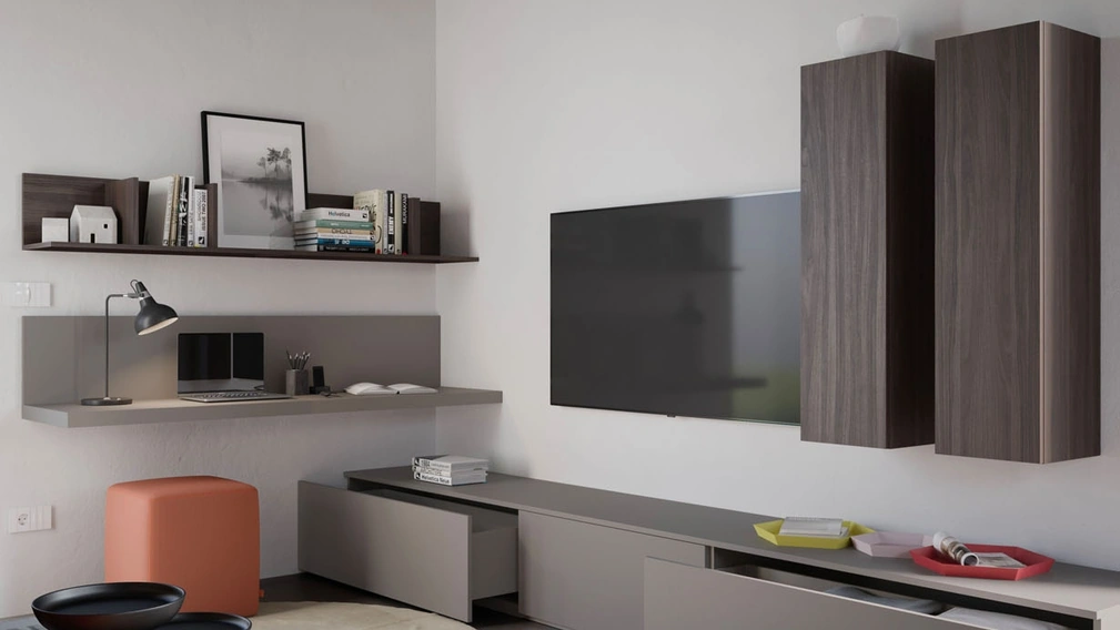 Parete Attrezzata angolare Living Tortora di Nardi Interni