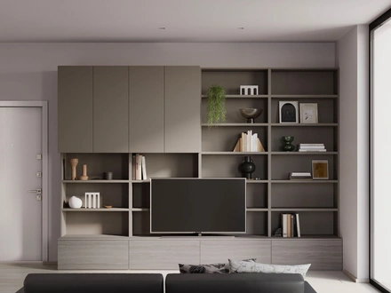 Parete Attrezzata Living Ossidato con libreria di Nardi Interni