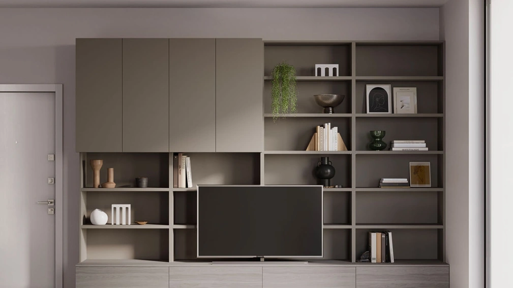 Parete Attrezzata Living Ossidato con libreria di Nardi Interni