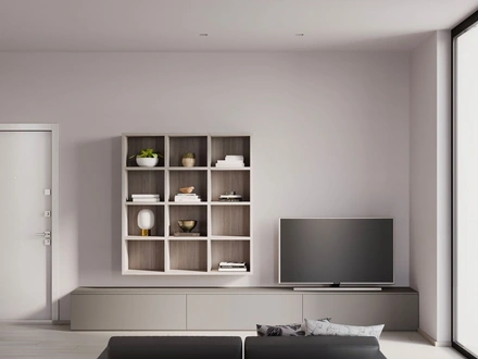 Parete Attrezzata Living con libreria sospesa di Nardi Interni