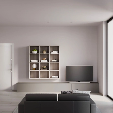 Parete Attrezzata Living con libreria sospesa di Nardi Interni