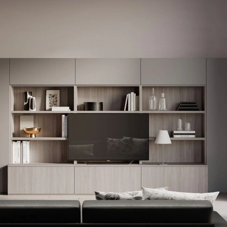 Parete Attrezzata Living in melaminico Ossidato e Grigio di Nardi Interni