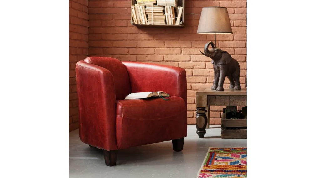 Poltroncina Cigar Lounge in pelle Rossa di Kare Design