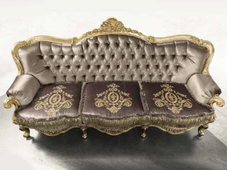 Divano in tessuto e legno interamente in foglia oro Anastasia Foglia oro di Mobil Più