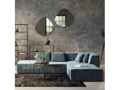 Divano angolare in velluto Blu Infinity Componibile di Kare Design