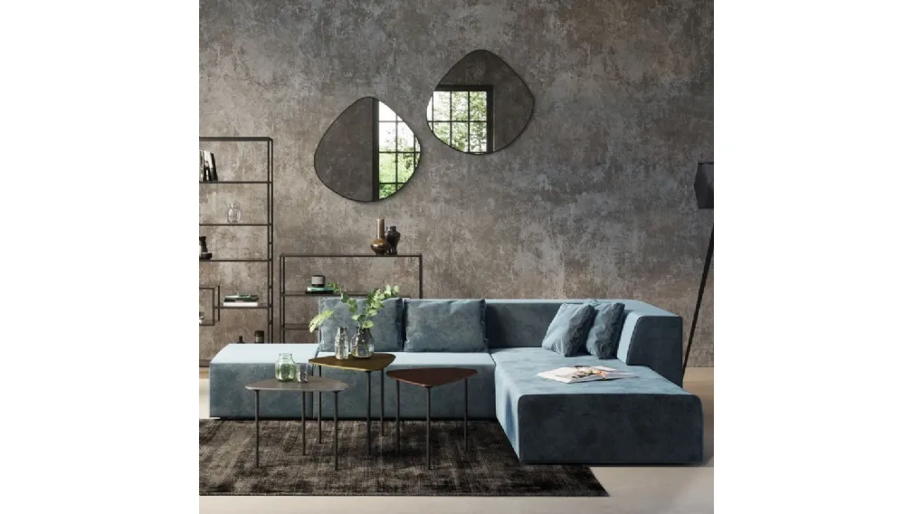 Divano angolare in velluto Blu Infinity Componibile di Kare Design