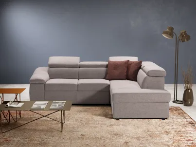 Divano letto angolare in tessuto con pratico contenitore Swing di Kermes divani