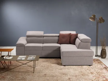 Divano letto angolare in tessuto con pratico contenitore Swing di Kermes divani