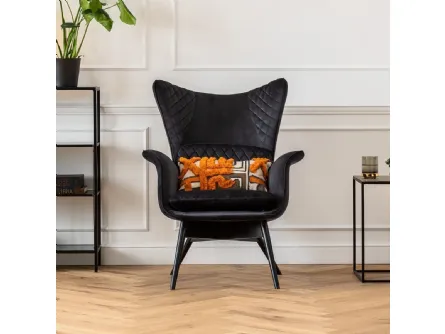 Poltrona Tudor Velvet Nero di Kare Design