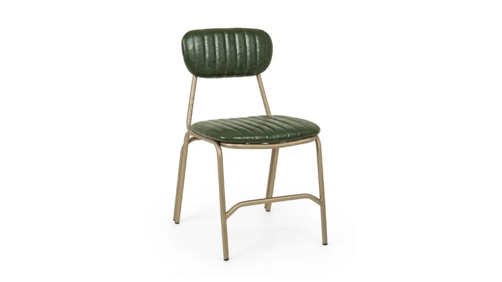Sedia Addy rivestita Ecopelle Verde Scuro di Bizzotto