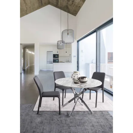 Sedia Pathos rivestimento ecopelle Grigio di Bizzotto