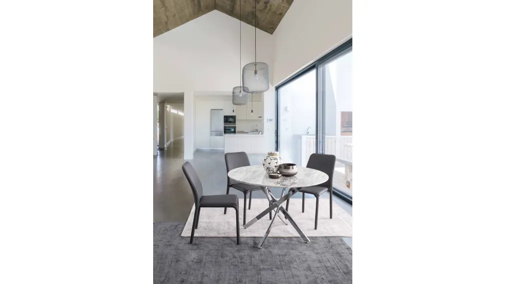 Sedia Pathos rivestimento ecopelle Grigio di Bizzotto