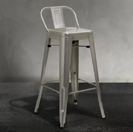 Sgabello Route 66 Back Stool 65 in metallo di La Seggiola