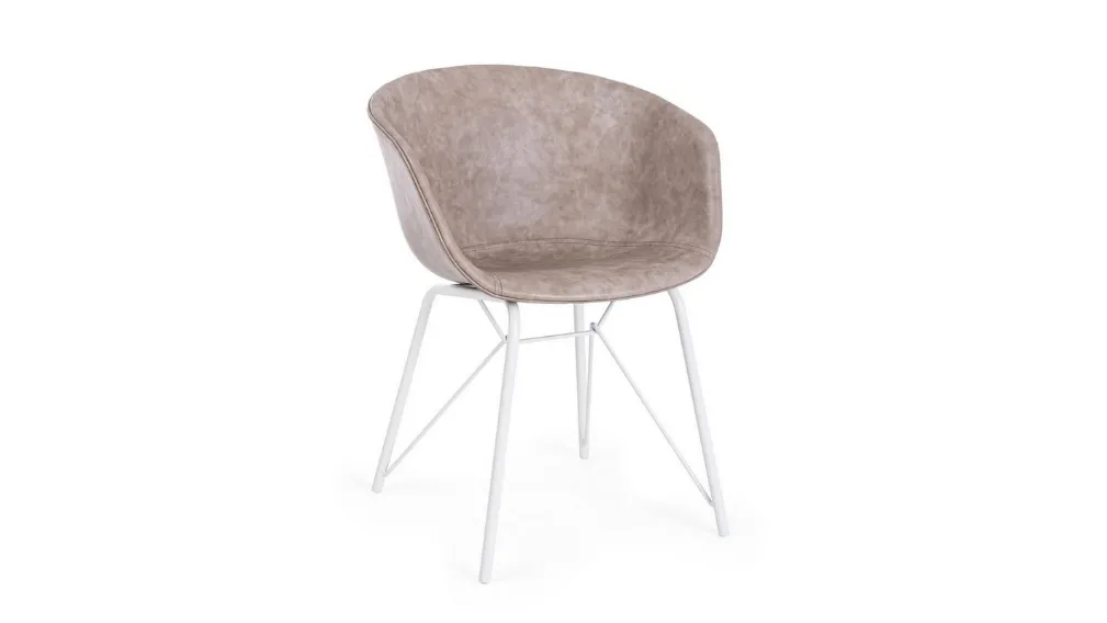 Sedia Warhol rivestia Ecopelle Beige di Bizzotto