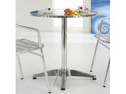 Tavolo rotondo Allumix Table in acciaio Inox bulinato di La Seggiola