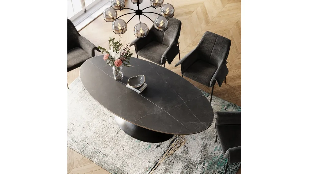 Tavolo Possibilità Ovale in ceramica con base in alluminio di Kare Design
