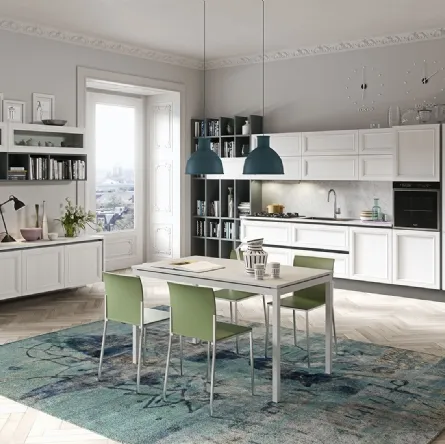 Cucina Classica lineare Magistra in Frassino laccato Bianco di Aran