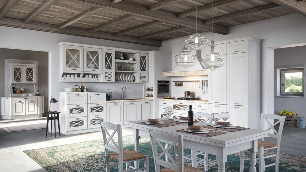 Cucina Classica angolare Bellagio in Frassino tinto Corda decapé di Aran