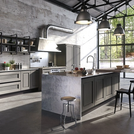Cucina Classica con isola Bellagio in Legno e Metallo di Aran