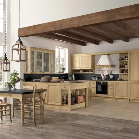 Cucina Classica con penisola Mida 05 in Rovere di Colombini Casa Artec