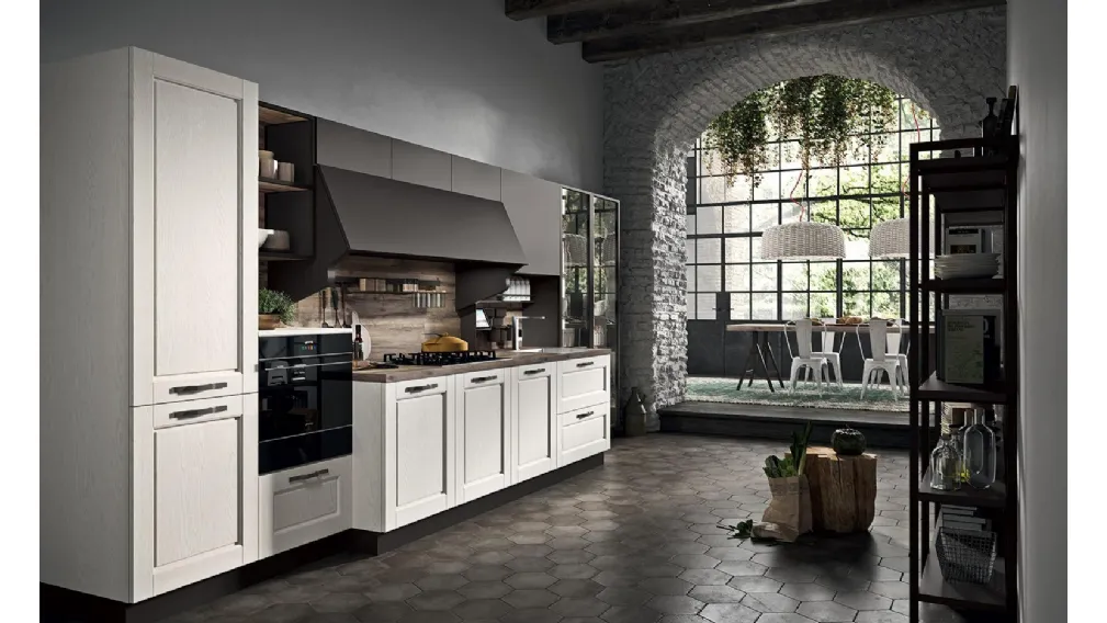Cucina Classica lineare Epoca 01 in Frassino Bianco di Astra