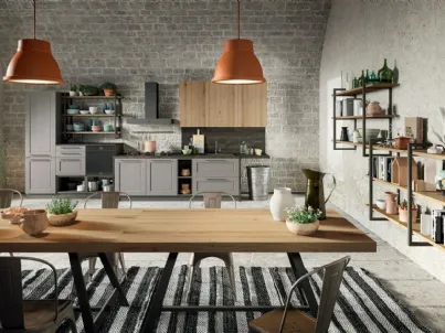 Cucina Classica lineare Epoca 02 in Frassino laccato decapè Fumo di Astra