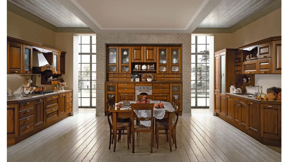 Cucina Classica ad angolo Etrusca in legno di Aran