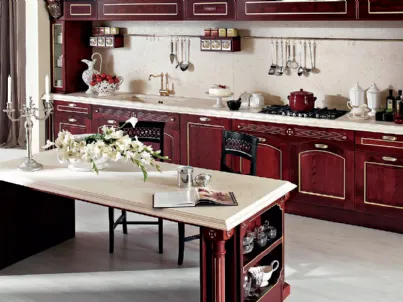 Cucina Classica lineare Imperial Luxury in Frassino tinto in trasparenza Rosso Borgogna di Aran