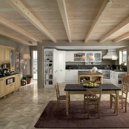 Cucina Classica Mida 03 in legno naturale Bianco di Colombini Casa Artec