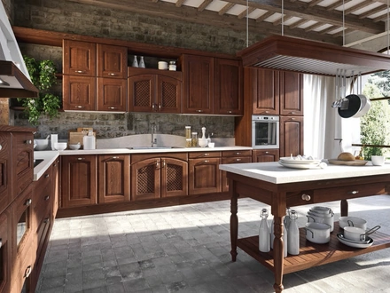 Cucina Classica Trevi angolare Trevi in Castagno tinto Noce di Aran