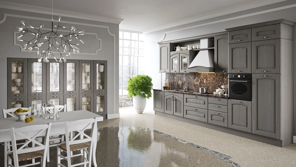 Cucina Classica Trevi lineare Trevi in Castagno tinto Titanio di Aran