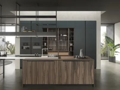 Cucina Design in laccato con isola in essenza Lab13 Kitchen 02 di Aran