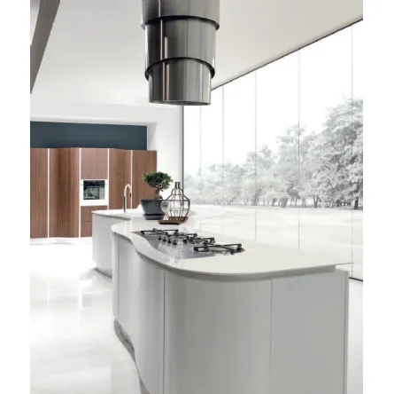 Cucina Design Volare curvilinea in laccato Bianco di Aran