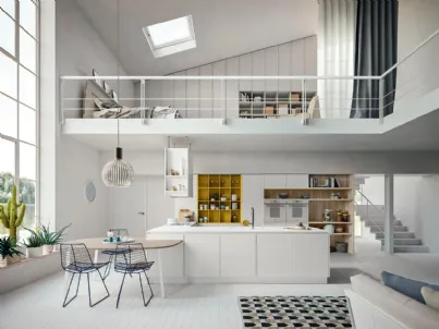 Cucina Design ad angolo XXL 03 in laminato Bianco Assoluto di Astra