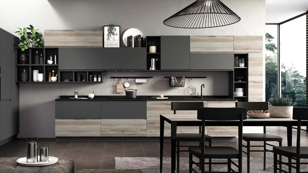 Cucina Moderne in linea Aria in lagno laccato di Evo Cucine